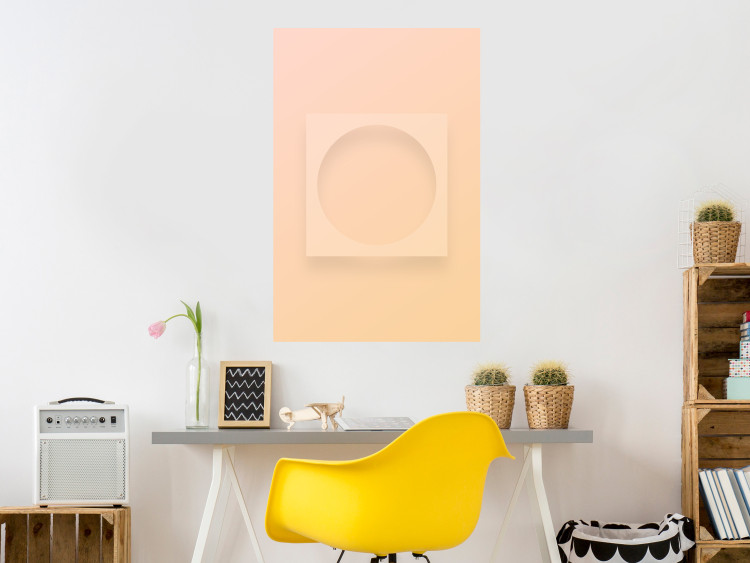 Poster Circle in Square - geometric shapes on pastel orange background 123810 additionalImage 17