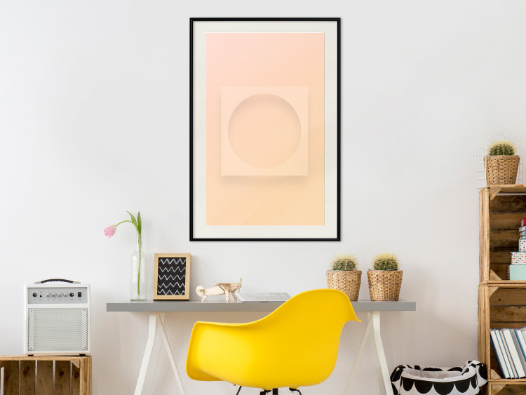 Poster Circle in Square - geometric shapes on pastel orange background 123810 additionalImage 22