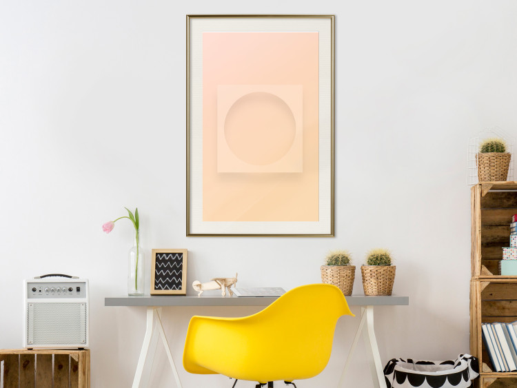 Poster Circle in Square - geometric shapes on pastel orange background 123810 additionalImage 21