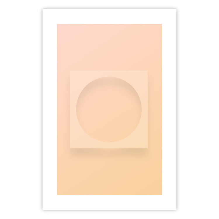 Poster Circle in Square - geometric shapes on pastel orange background 123810 additionalImage 25