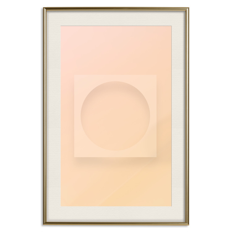 Poster Circle in Square - geometric shapes on pastel orange background 123810 additionalImage 19