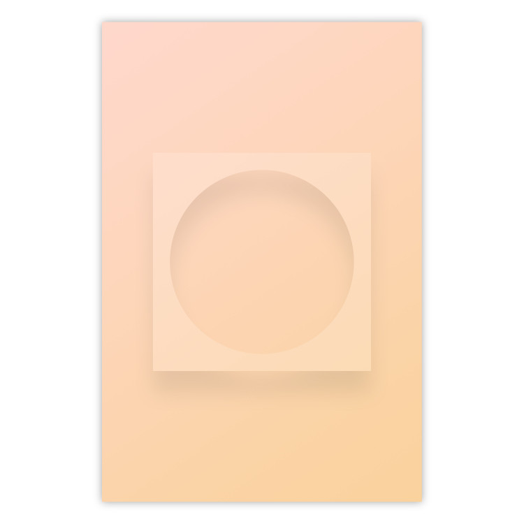 Poster Circle in Square - geometric shapes on pastel orange background 123810