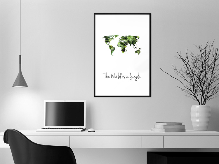 Wall Poster The World is a Jungle - text under a tropical world map on a white background 125410 additionalImage 4