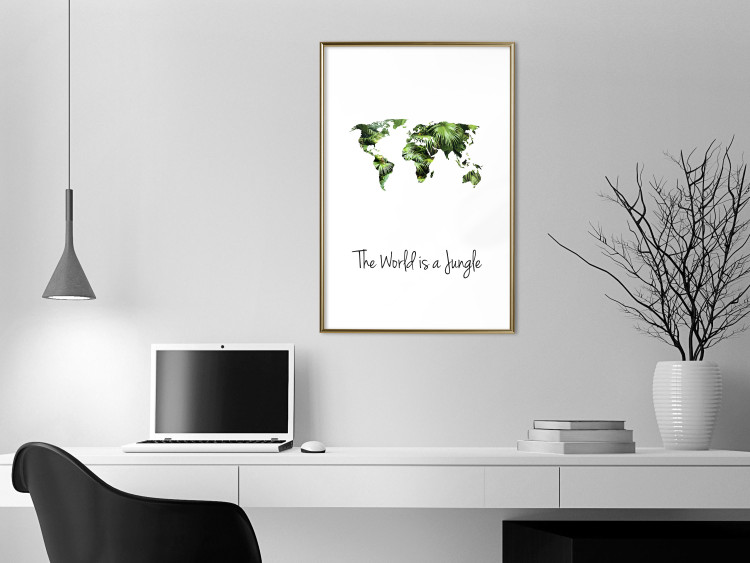 Wall Poster The World is a Jungle - text under a tropical world map on a white background 125410 additionalImage 13