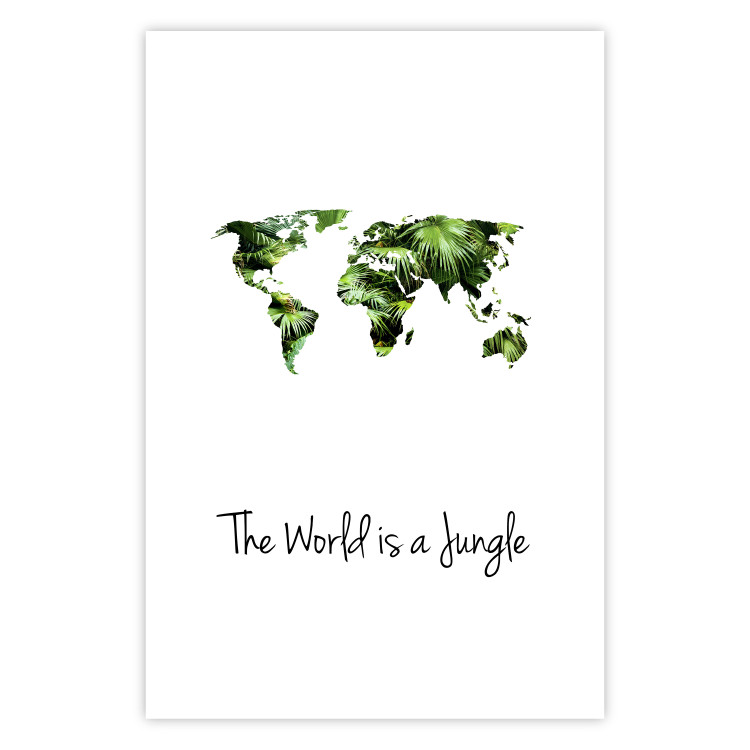 Wall Poster The World is a Jungle - text under a tropical world map on a white background 125410 additionalImage 19