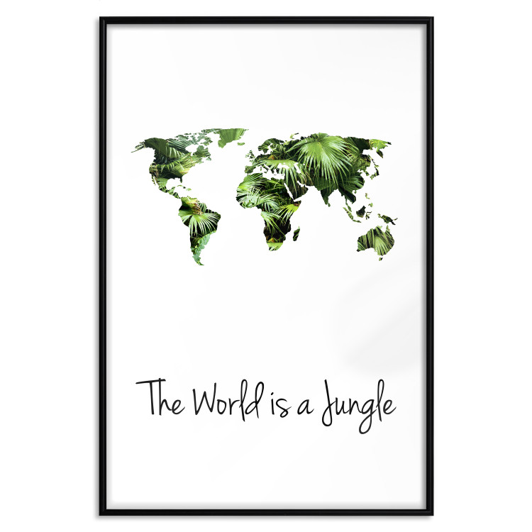 Wall Poster The World is a Jungle - text under a tropical world map on a white background 125410 additionalImage 18