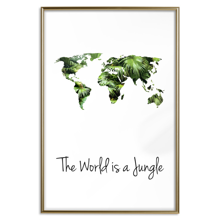 Wall Poster The World is a Jungle - text under a tropical world map on a white background 125410 additionalImage 16
