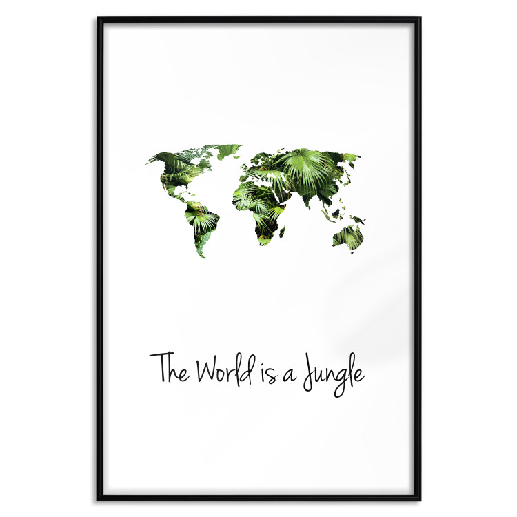 Wall Poster The World is a Jungle - text under a tropical world map on a white background 125410 additionalImage 15