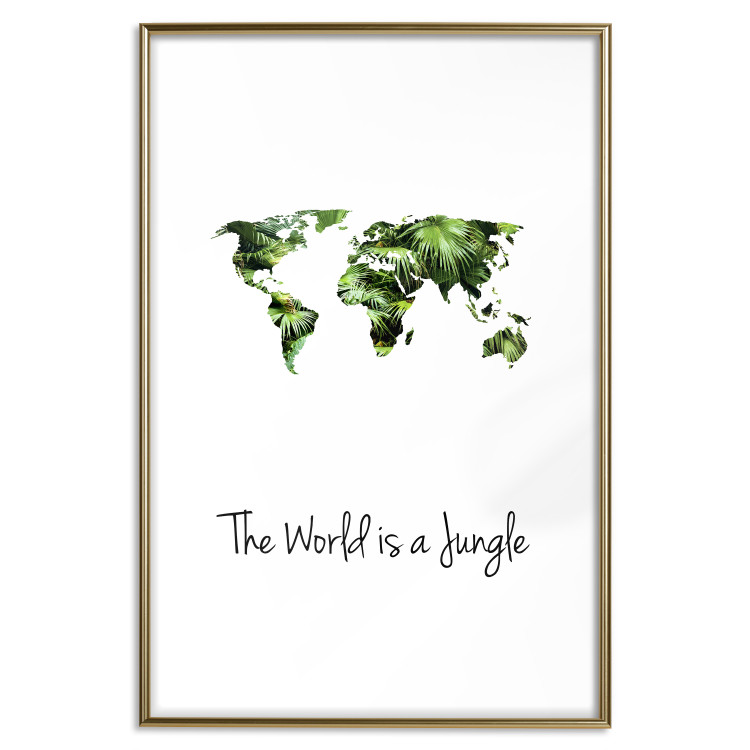 Wall Poster The World is a Jungle - text under a tropical world map on a white background 125410 additionalImage 14