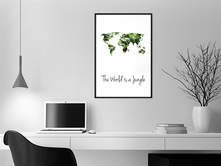 Wall Poster The World is a Jungle - text under a tropical world map on a white background 125410 additionalImage 3
