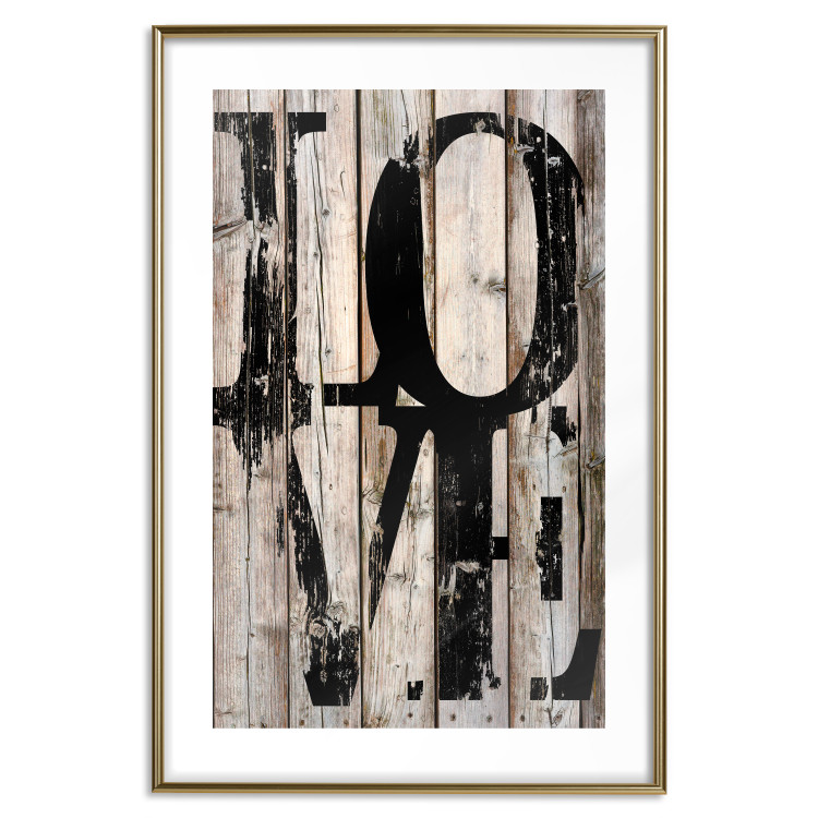 Wall Poster Retro: Love - retro English text on a background of wooden planks 125710 additionalImage 20