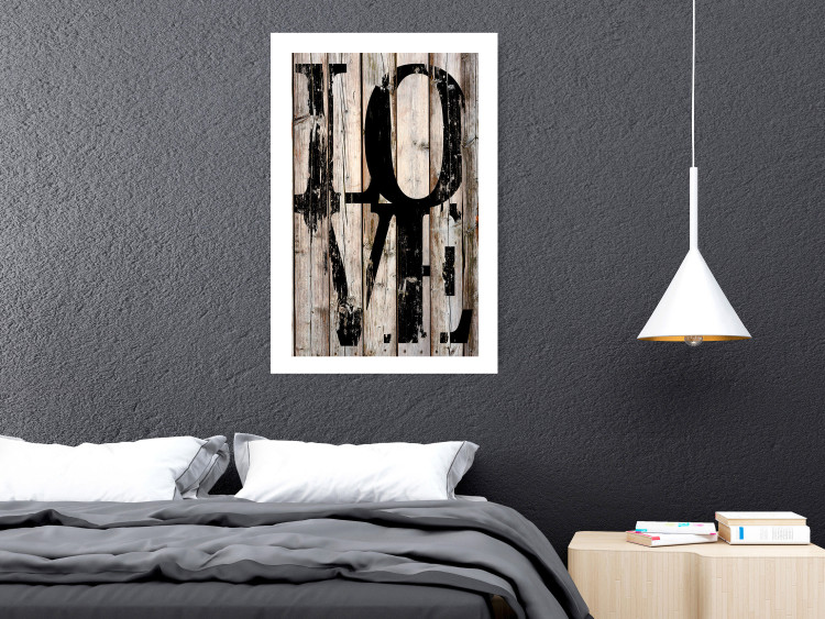 Wall Poster Retro: Love - retro English text on a background of wooden planks 125710 additionalImage 2