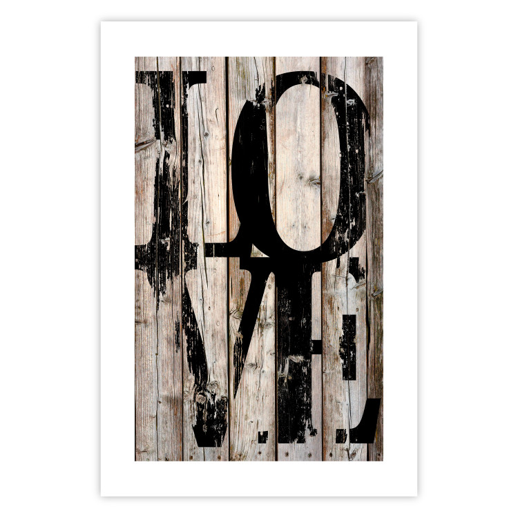 Wall Poster Retro: Love - retro English text on a background of wooden planks 125710 additionalImage 15