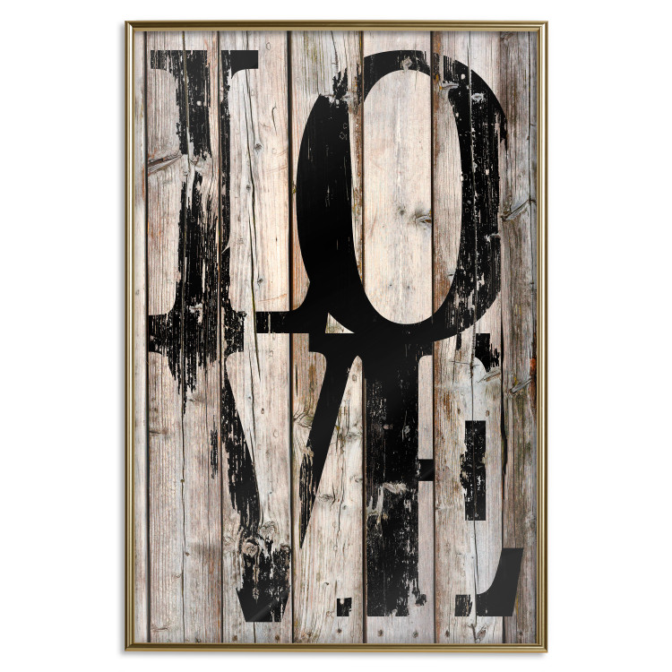 Wall Poster Retro: Love - retro English text on a background of wooden planks 125710 additionalImage 18