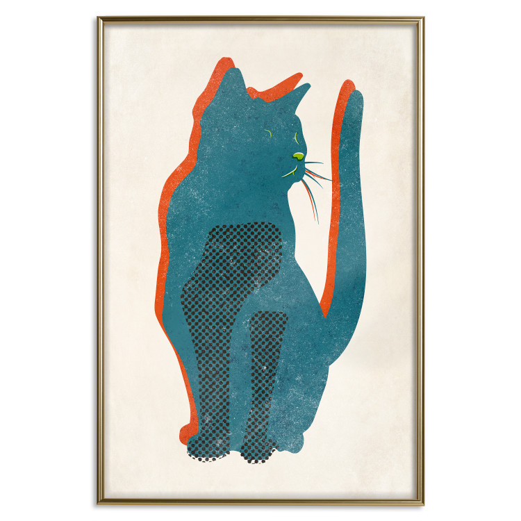 Poster Feline Moods - abstract two-color cat on light beige background 129610 additionalImage 21
