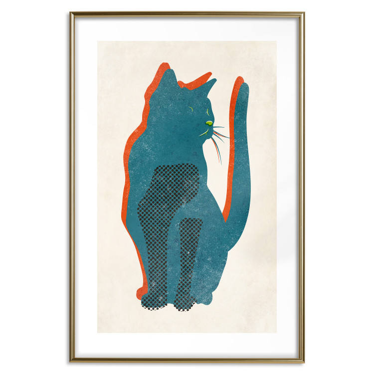 Poster Feline Moods - abstract two-color cat on light beige background 129610 additionalImage 14