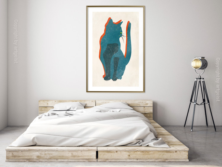 Poster Feline Moods - abstract two-color cat on light beige background 129610 additionalImage 15