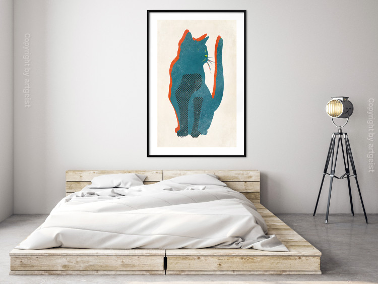 Poster Feline Moods - abstract two-color cat on light beige background 129610 additionalImage 23