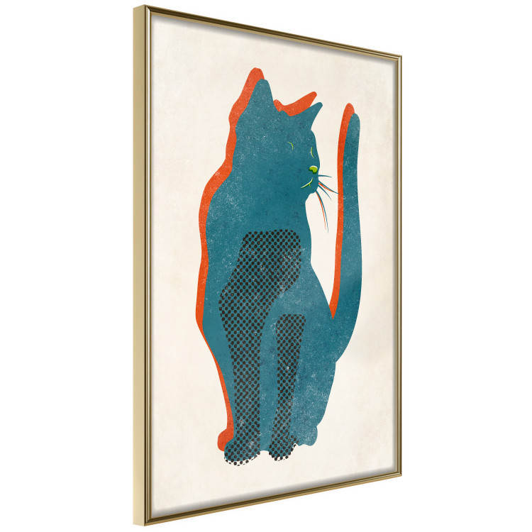 Poster Feline Moods - abstract two-color cat on light beige background 129610 additionalImage 14
