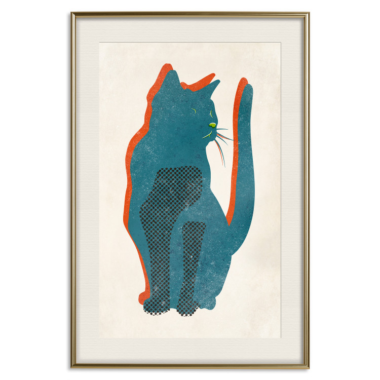 Poster Feline Moods - abstract two-color cat on light beige background 129610 additionalImage 20