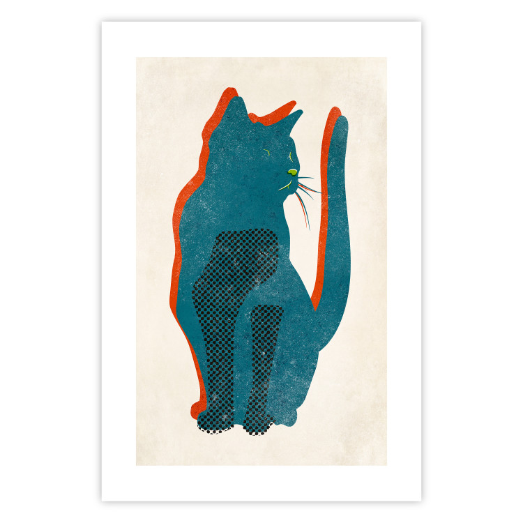 Poster Feline Moods - abstract two-color cat on light beige background 129610 additionalImage 19