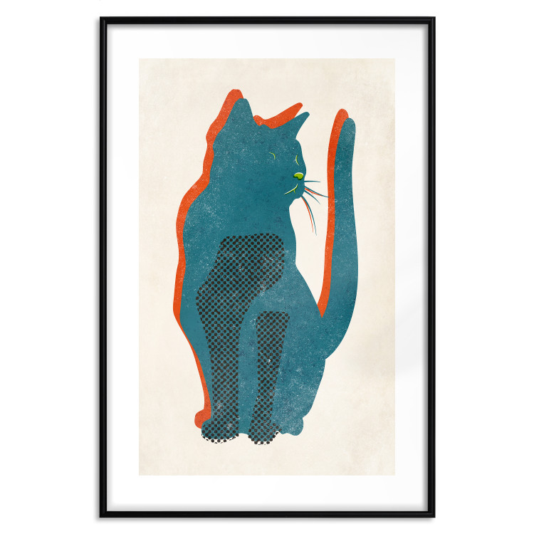 Poster Feline Moods - abstract two-color cat on light beige background 129610 additionalImage 15