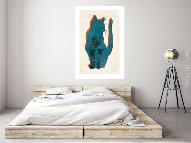 Poster Feline Moods - abstract two-color cat on light beige background 129610 additionalImage 3