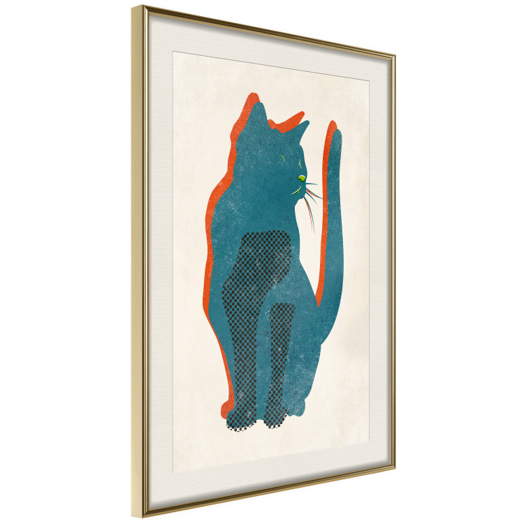 Poster Feline Moods - abstract two-color cat on light beige background 129610 additionalImage 3