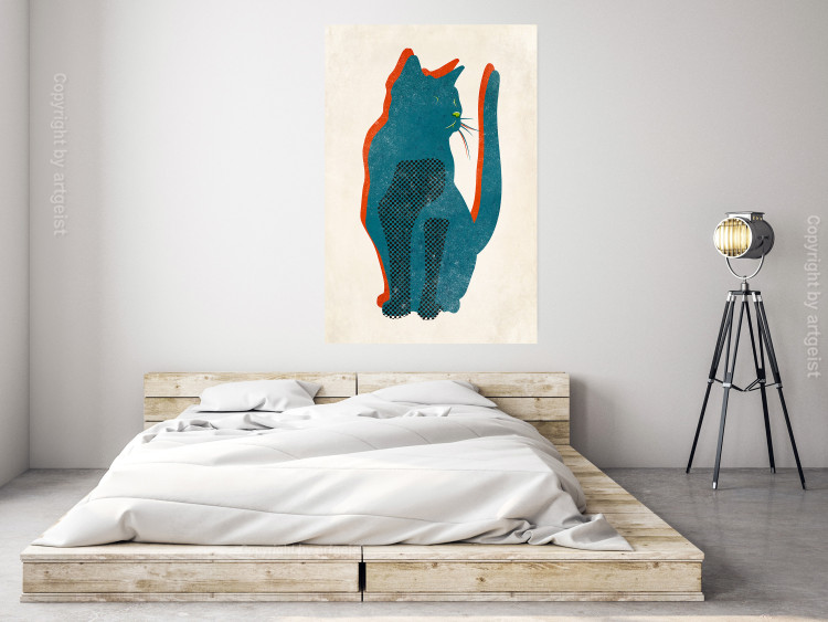 Poster Feline Moods - abstract two-color cat on light beige background 129610 additionalImage 4