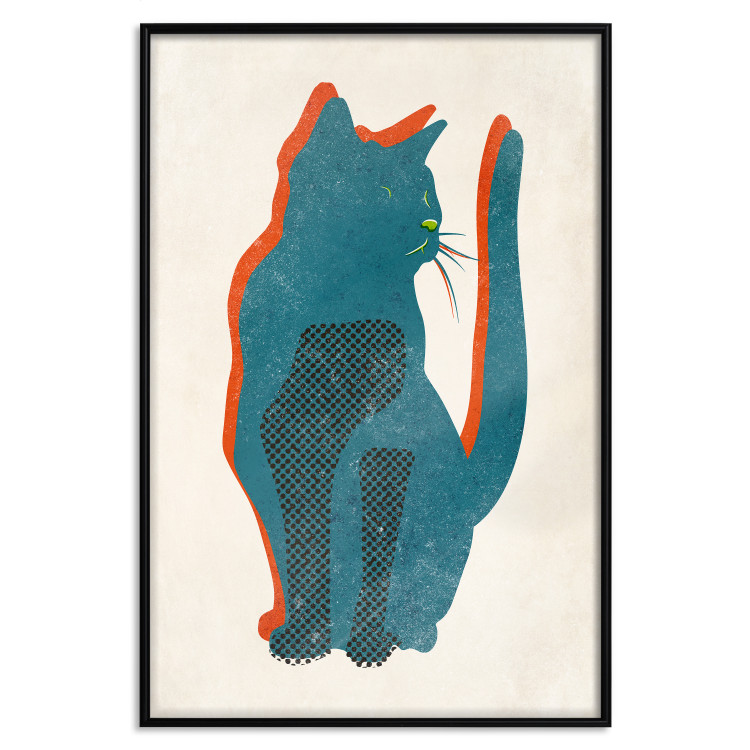 Poster Feline Moods - abstract two-color cat on light beige background 129610 additionalImage 16