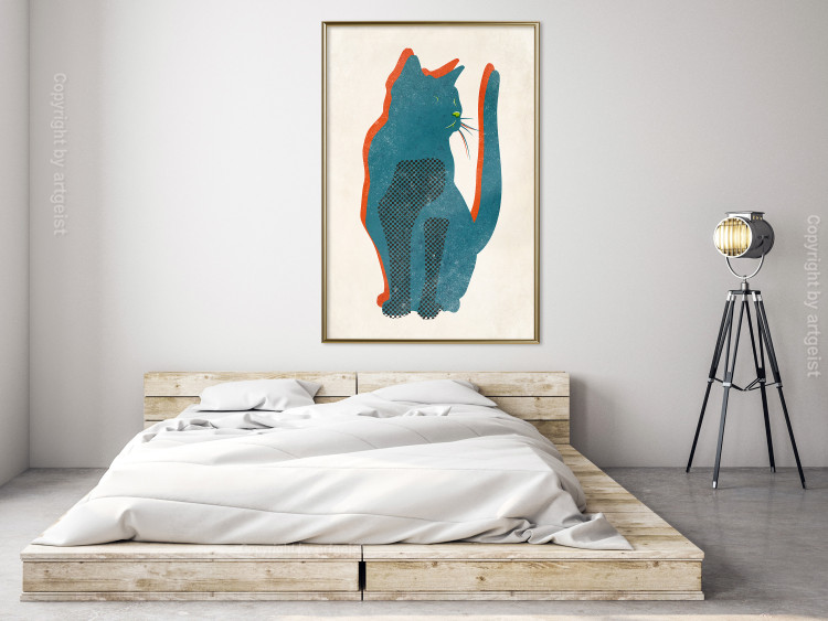 Poster Feline Moods - abstract two-color cat on light beige background 129610 additionalImage 7