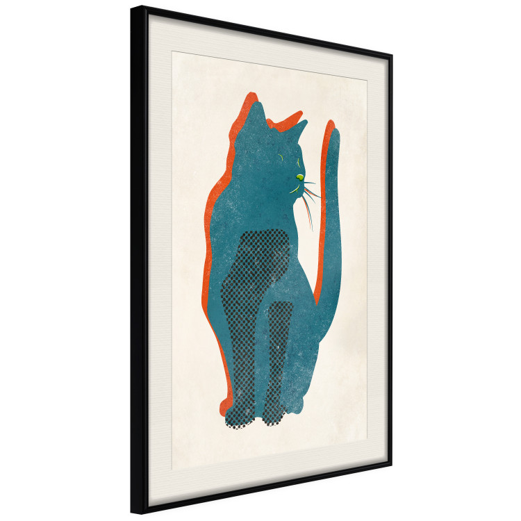 Poster Feline Moods - abstract two-color cat on light beige background 129610 additionalImage 2