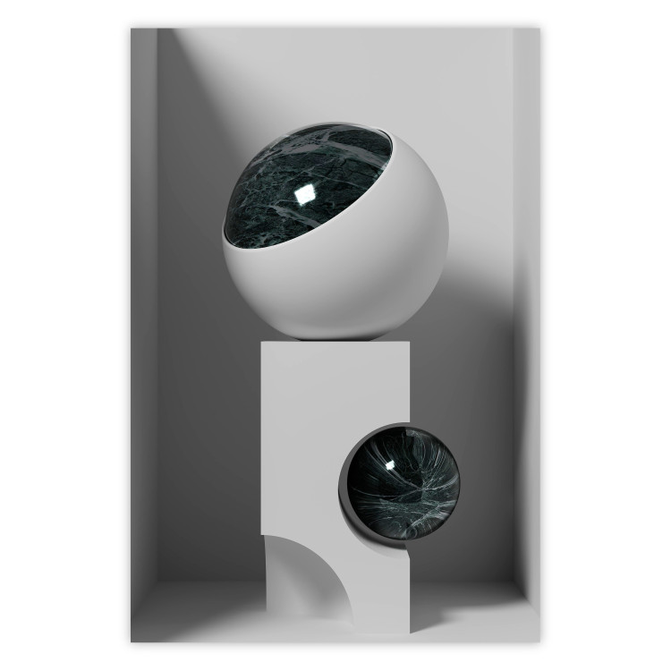 Wall Poster Glass Eye - abstract shapes with dark accents on a light background 129910