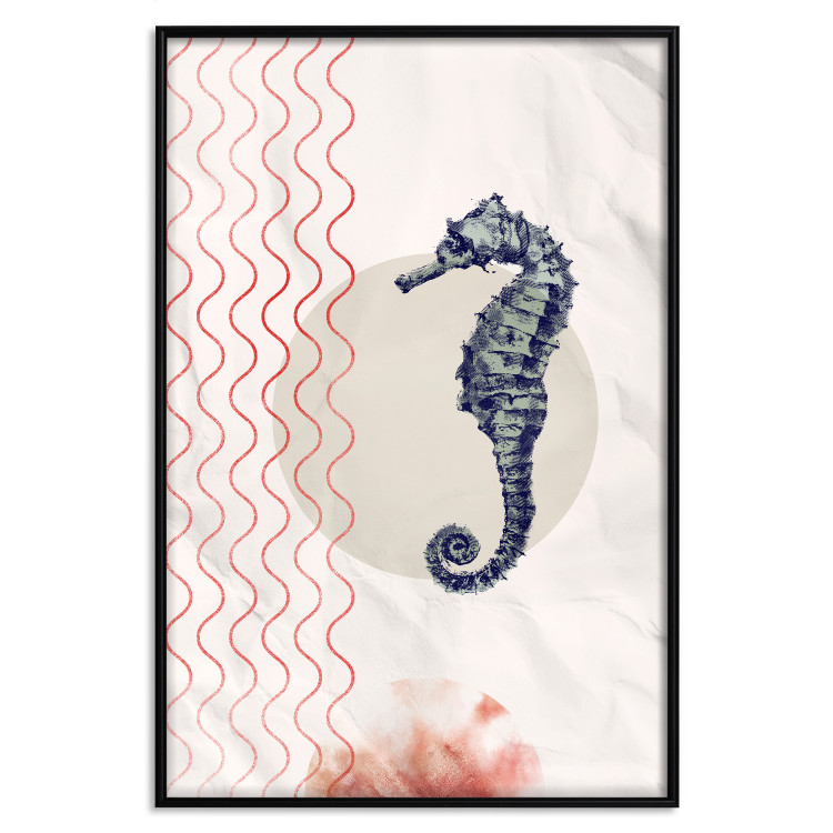 Poster Underwater Steed - animal against a background of waves and circles in an abstract motif 131810 additionalImage 16
