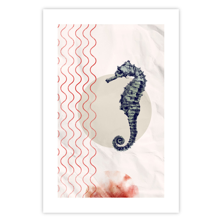 Poster Underwater Steed - animal against a background of waves and circles in an abstract motif 131810 additionalImage 19