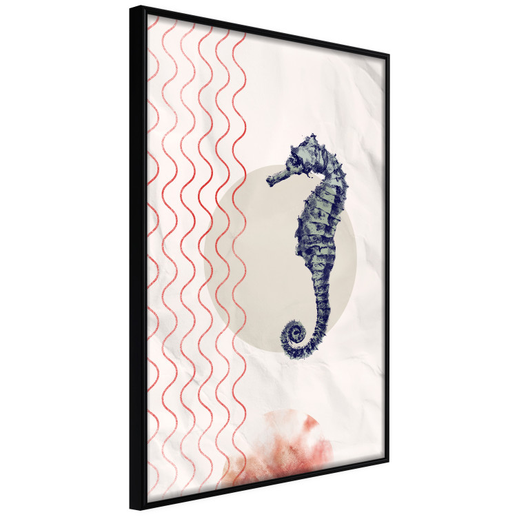 Poster Underwater Steed - animal against a background of waves and circles in an abstract motif 131810 additionalImage 11