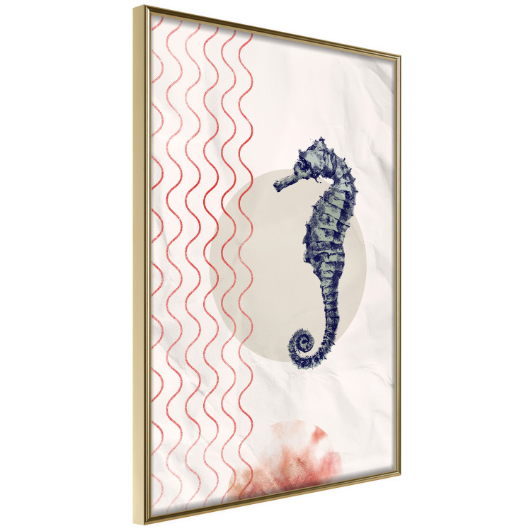 Poster Underwater Steed - animal against a background of waves and circles in an abstract motif 131810 additionalImage 12