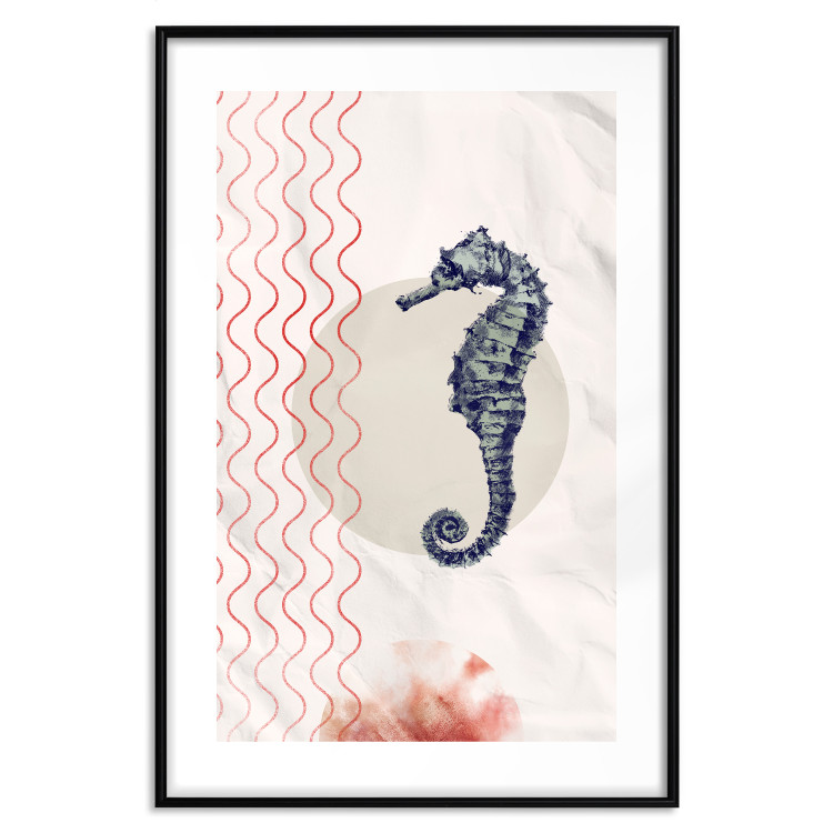 Poster Underwater Steed - animal against a background of waves and circles in an abstract motif 131810 additionalImage 17