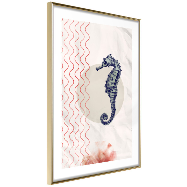 Poster Underwater Steed - animal against a background of waves and circles in an abstract motif 131810 additionalImage 7