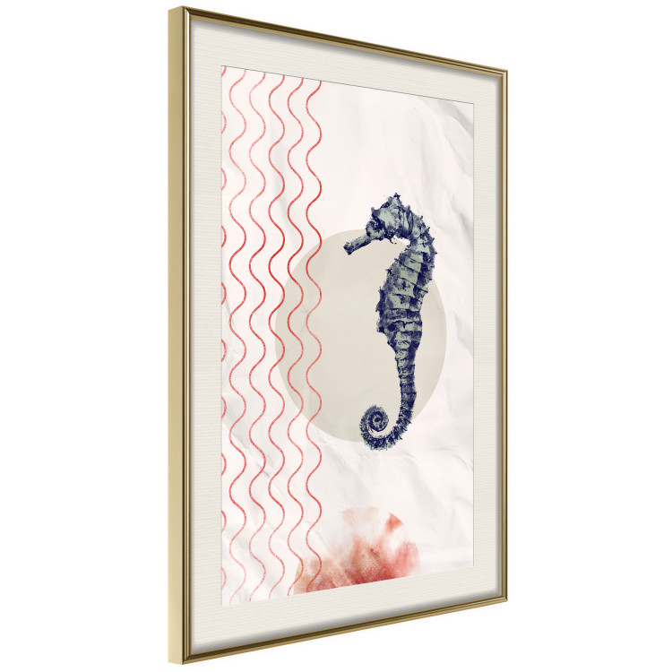 Poster Underwater Steed - animal against a background of waves and circles in an abstract motif 131810 additionalImage 3