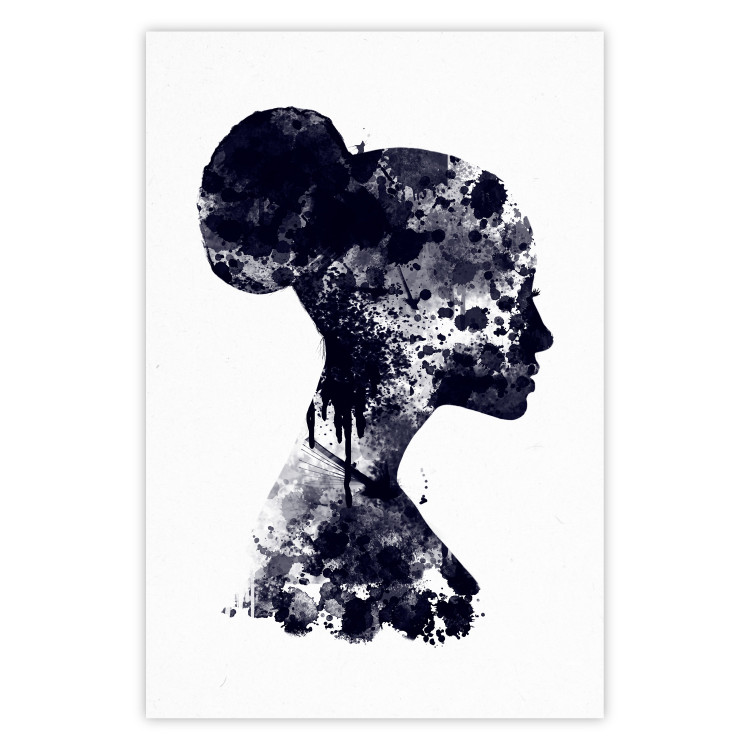 Wall Poster Abstract Profile - portrait of a woman in an abstract dark motif 131910