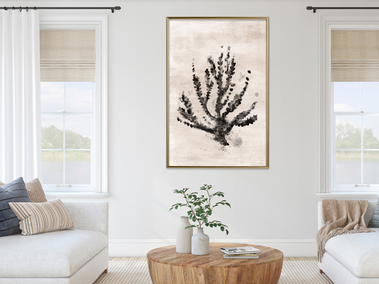 Wall Poster Sea Plant - black plant composition on a beige textured background 134510 additionalImage 6