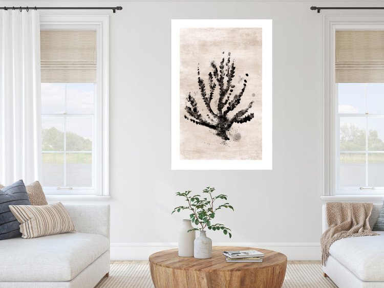 Wall Poster Sea Plant - black plant composition on a beige textured background 134510 additionalImage 4