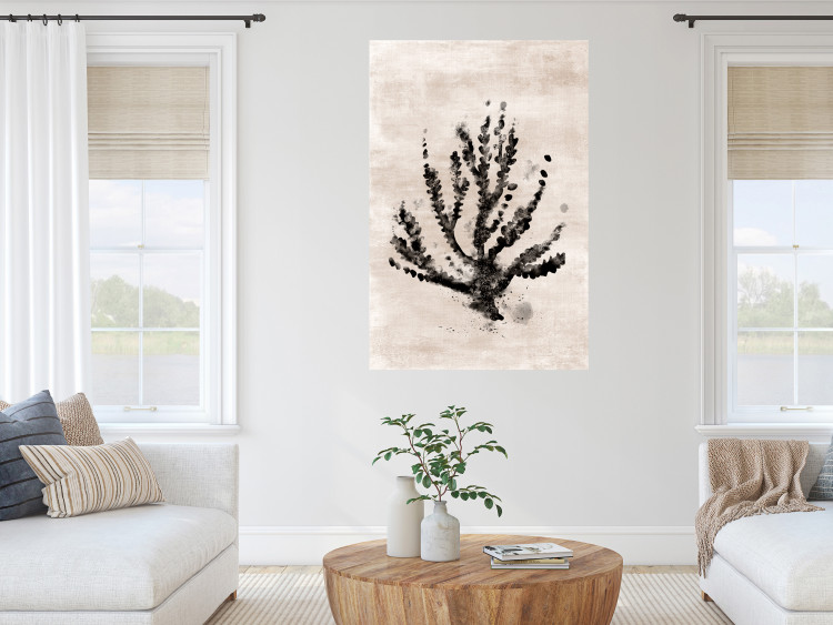 Wall Poster Sea Plant - black plant composition on a beige textured background 134510 additionalImage 3