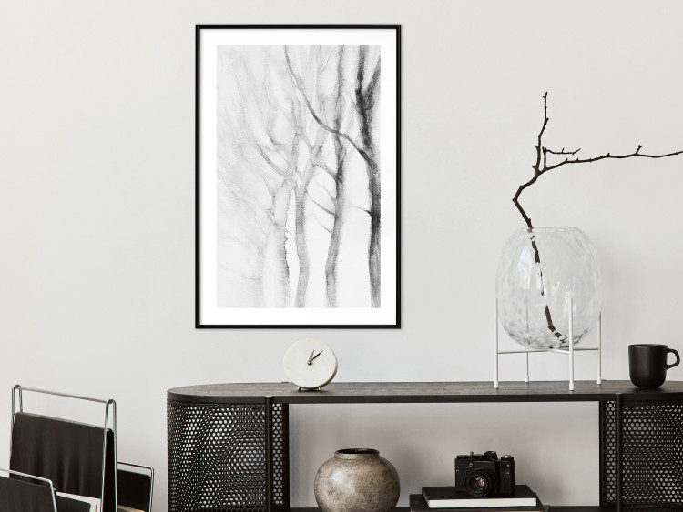 Poster Path to Nature - abstract composition of black trees on a white background 134810 additionalImage 18