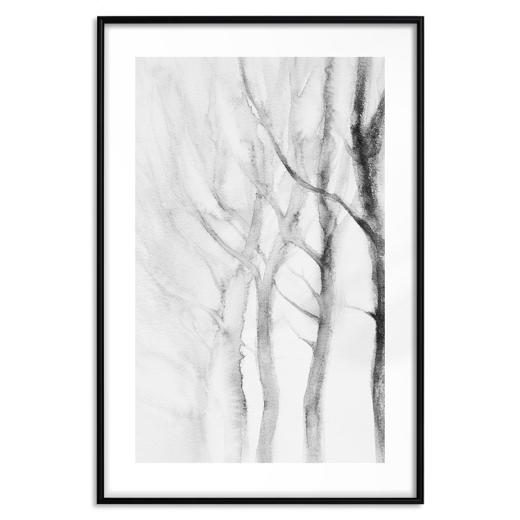Poster Path to Nature - abstract composition of black trees on a white background 134810 additionalImage 17