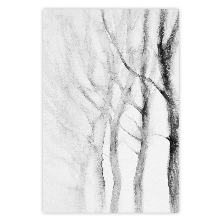 Poster Path to Nature - abstract composition of black trees on a white background 134810