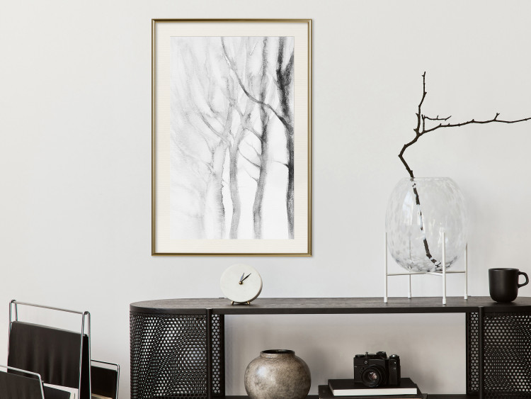 Poster Path to Nature - abstract composition of black trees on a white background 134810 additionalImage 22