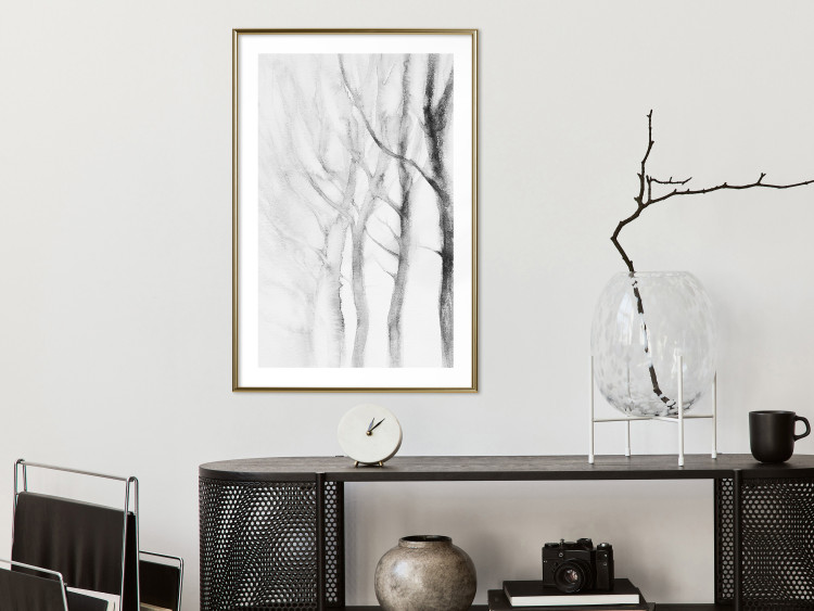 Poster Path to Nature - abstract composition of black trees on a white background 134810 additionalImage 13