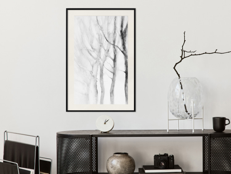 Poster Path to Nature - abstract composition of black trees on a white background 134810 additionalImage 24